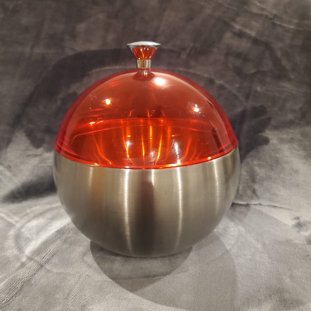 Modern Stainless Steel and Orange Acrylic Container